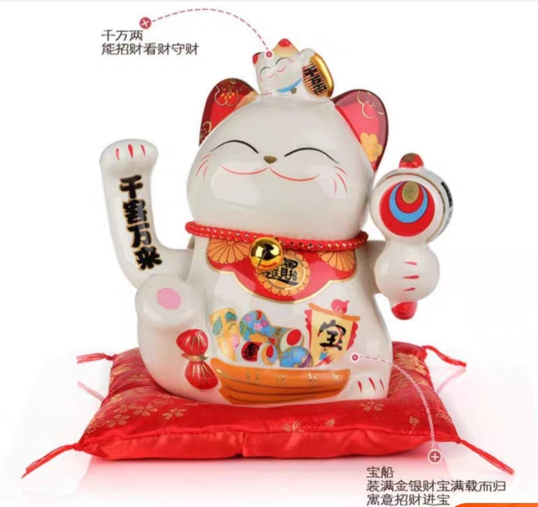 M-2733018 Jing Shi Gong Fang USB/Batt Mallet Hand Waving Fortune Cat (M)