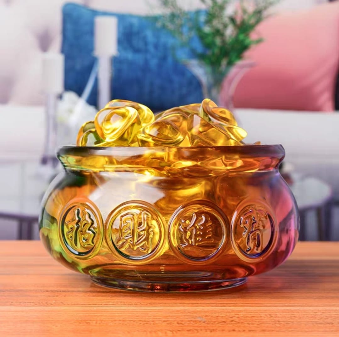 OAA-1001505 Liuli Rainbow/Gold Treasure Bowl (S)