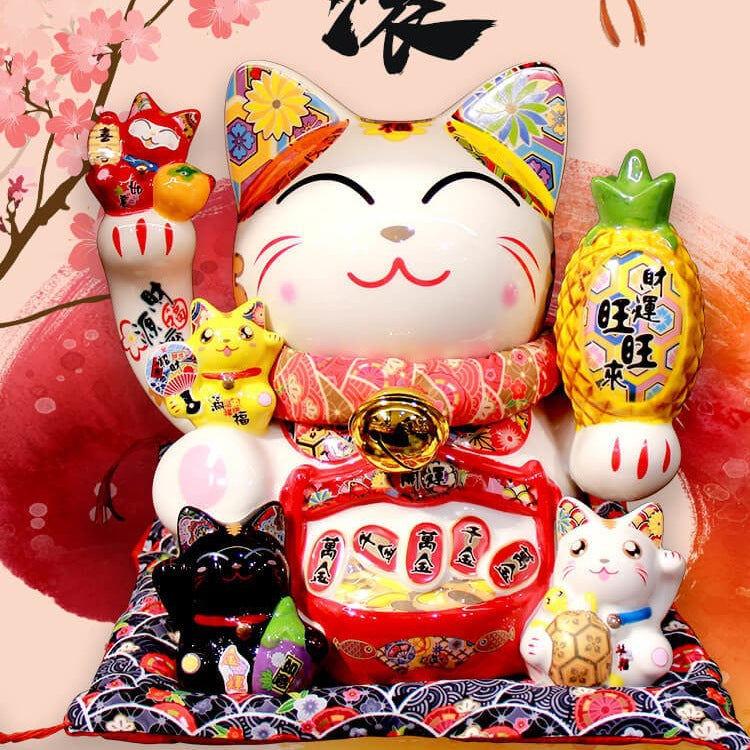 F-9623931 Fu Yuan Mao Open Eyes Fortune Cat (L)