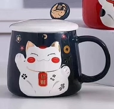 LM-330493 Le Miao Fortune Cat Cup w Spoon (S)