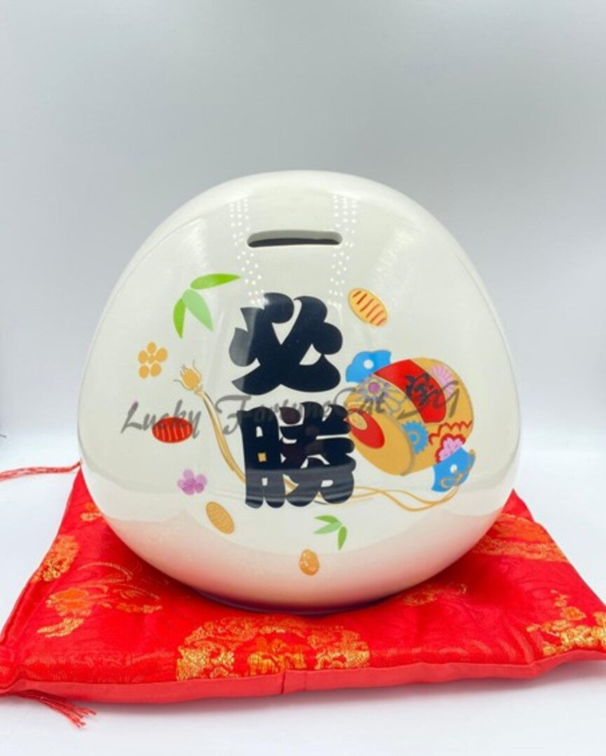 F-251919 Fu Yuan Mao Medium/Large Daruma Doll Porcelain Coin Bank (M) (L)