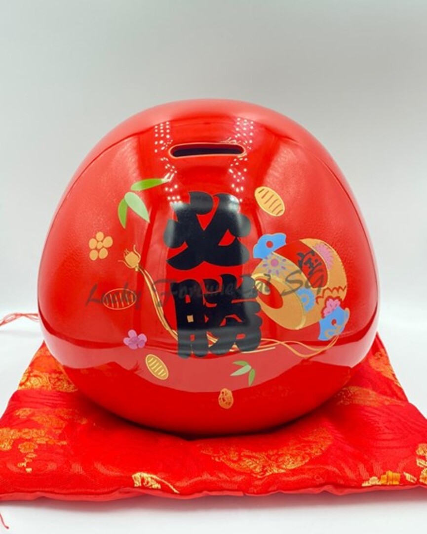 F-251919 Fu Yuan Mao Medium/Large Daruma Doll Porcelain Coin Bank (M) (L)