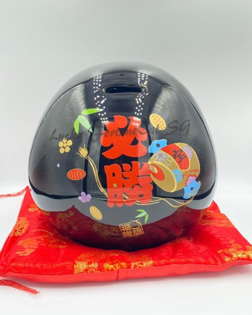 F-251919 Fu Yuan Mao Medium/Large Daruma Doll Porcelain Coin Bank (M) (L)