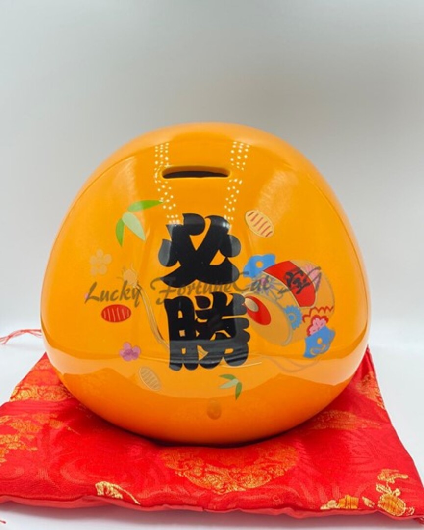 F-251919 Fu Yuan Mao Medium/Large Daruma Doll Porcelain Coin Bank (M) (L)