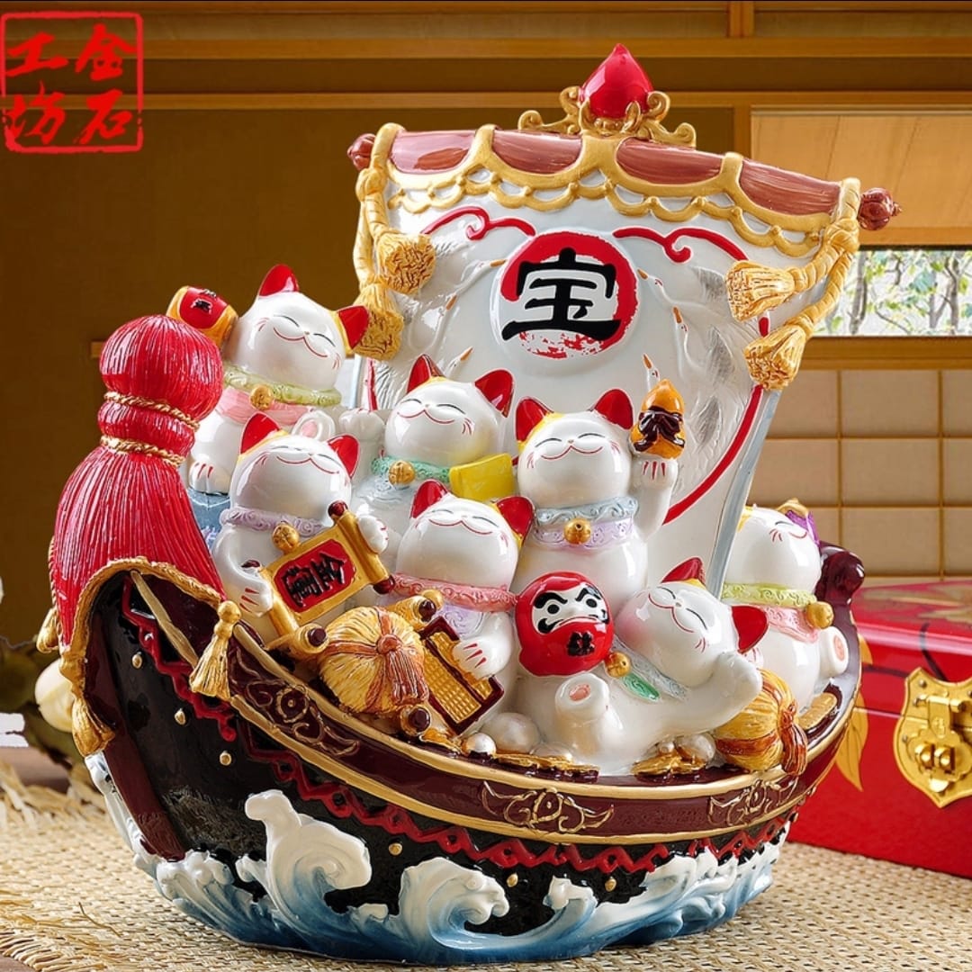 L-0754027 金石工坊 Fortune Boat Fortune Cat 招财猫 - Lucky FortuneCat SG Megamall