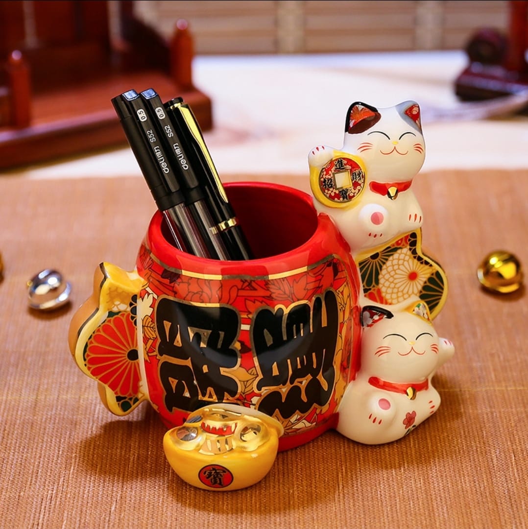 F-021013 福缘猫 Pen/Pencil Holder Fortune Cat 招财猫 - Lucky FortuneCat SG Megamall