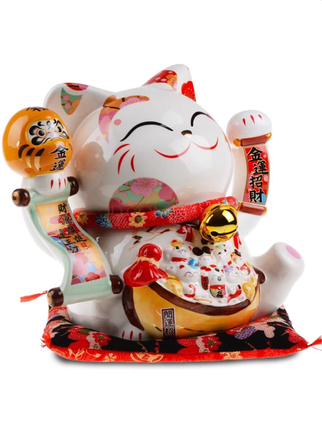 L-3776028 Jin Shi Gong Fang USB/Battery Orange Daruma Fortune Cat (XL)