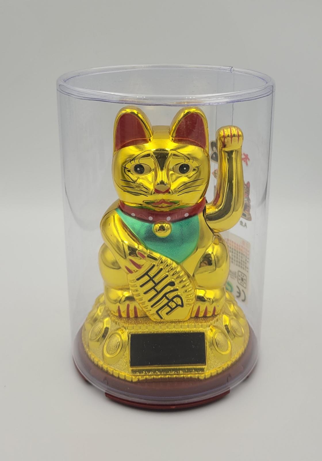 OAA-252410 Solar-Powered White/Gold Fortune Cat (S)