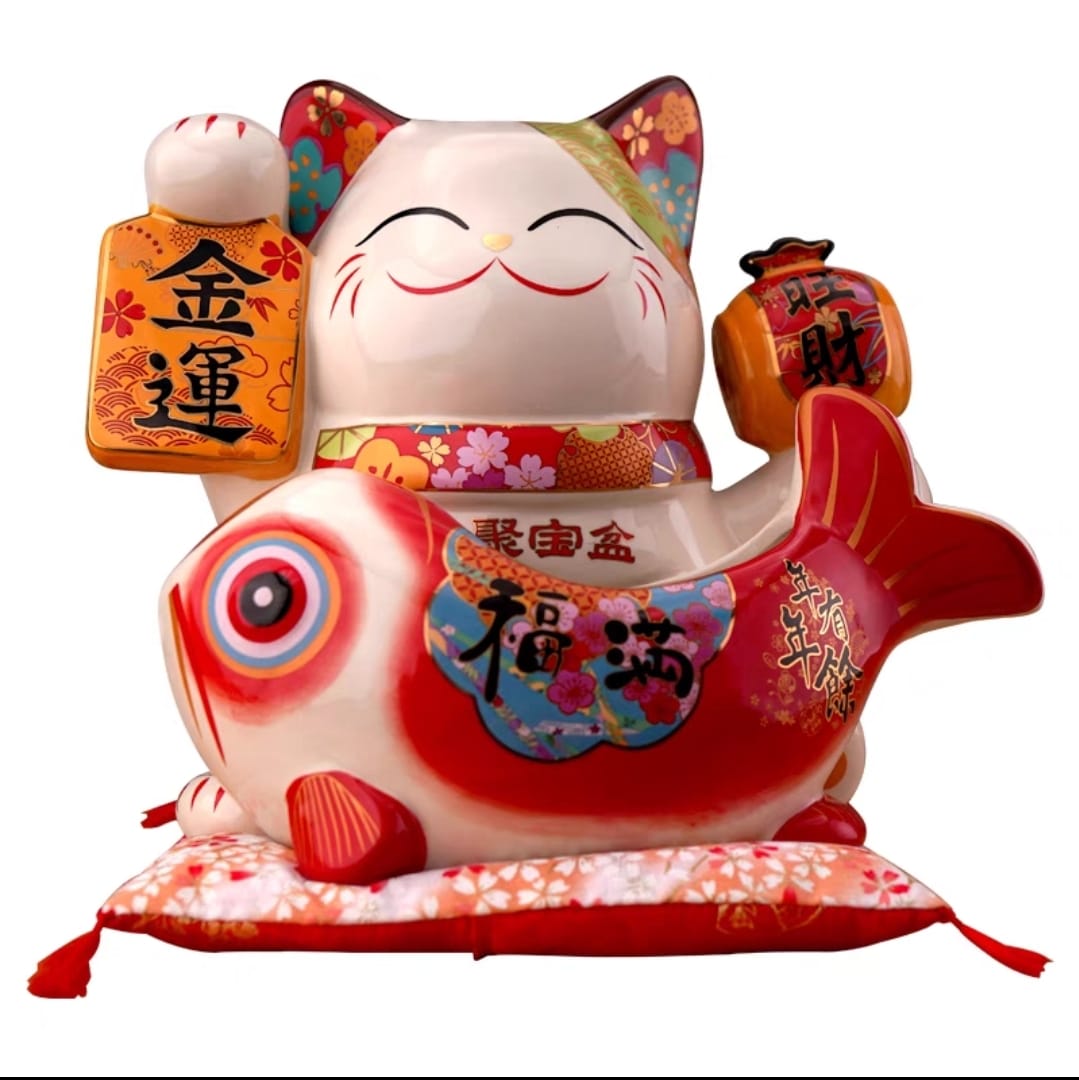 L-2951255 Jin Shi Gong Fang Large Koi Fish Container Fortune Cat (L)