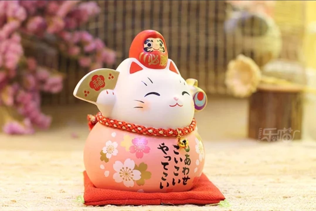 YS-283010 Yakushigama Pink Chubby Daruma Fortune Cat (M) (L)