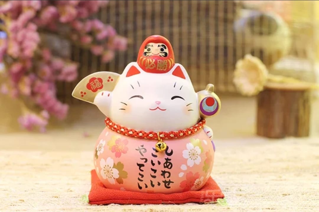 YS-283010 Yakushigama Pink Chubby Daruma Fortune Cat (M) (L)