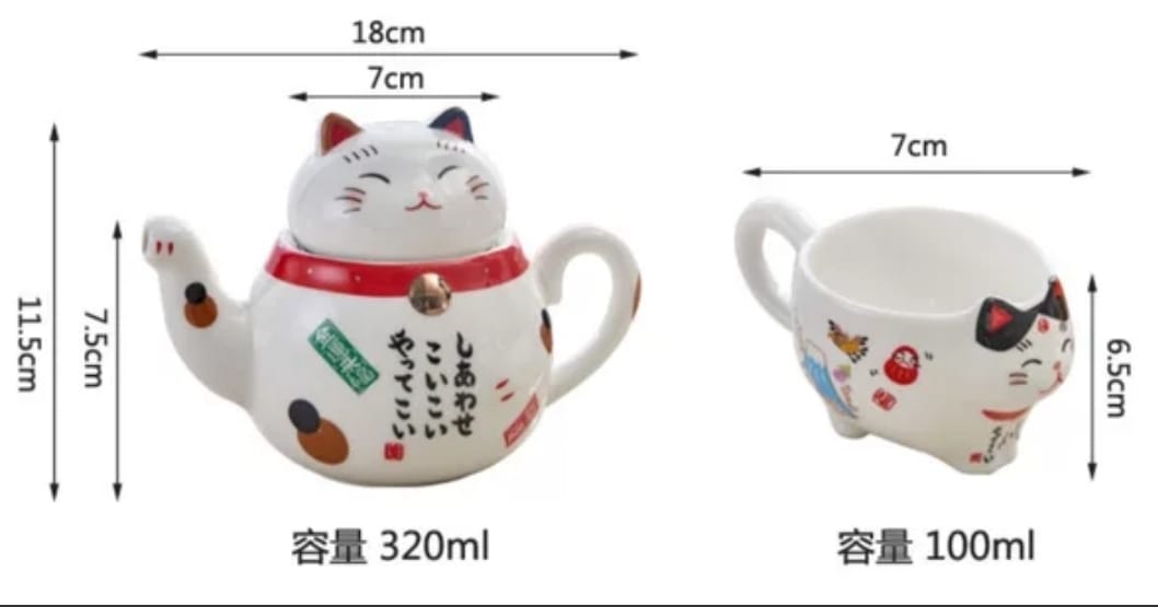 OAA-3908115 Fortune Cat Tea Pot Set