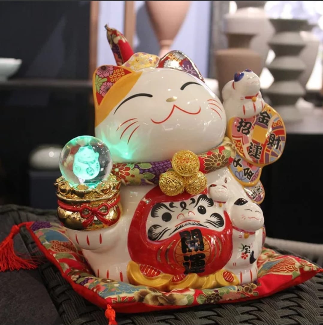 LM-012623 Crystal Ball Battery LED Fortune Cat (L)