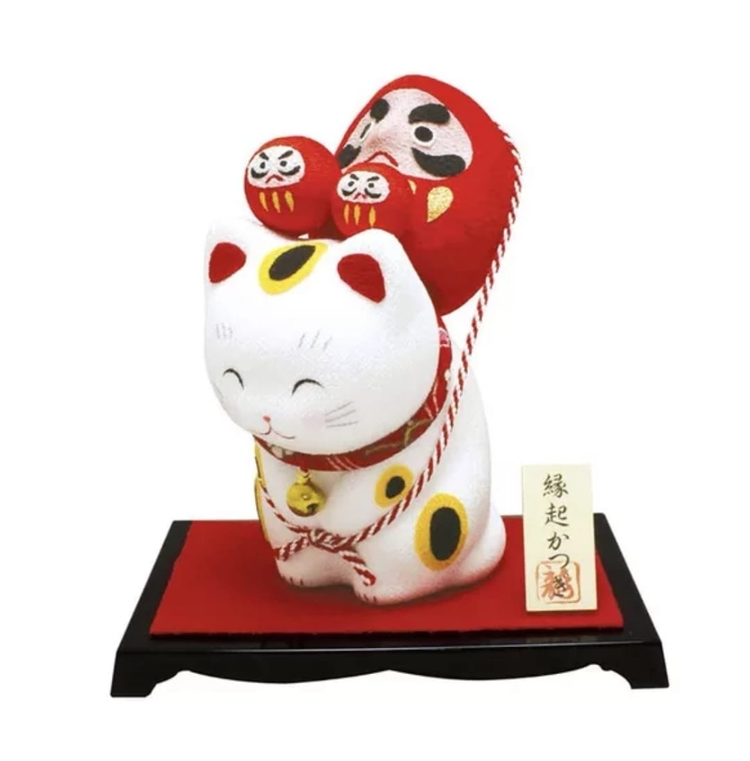 LHZ-054015 Long Hu Zuo Fabric Daruma/Koi Fish/Gourd Fortune Cat (M)