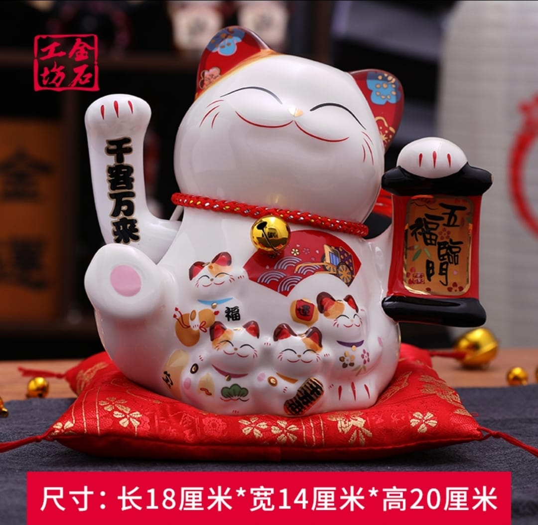 M-2633175 Jing Shi Gong Fang Hand Waving Fortune Cat (M)
