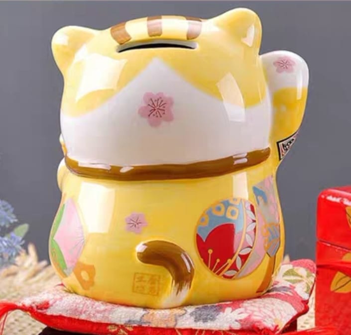 M-1718145 Jin Shi Gong Fang Yellow Chubby Fortune Cat (M)