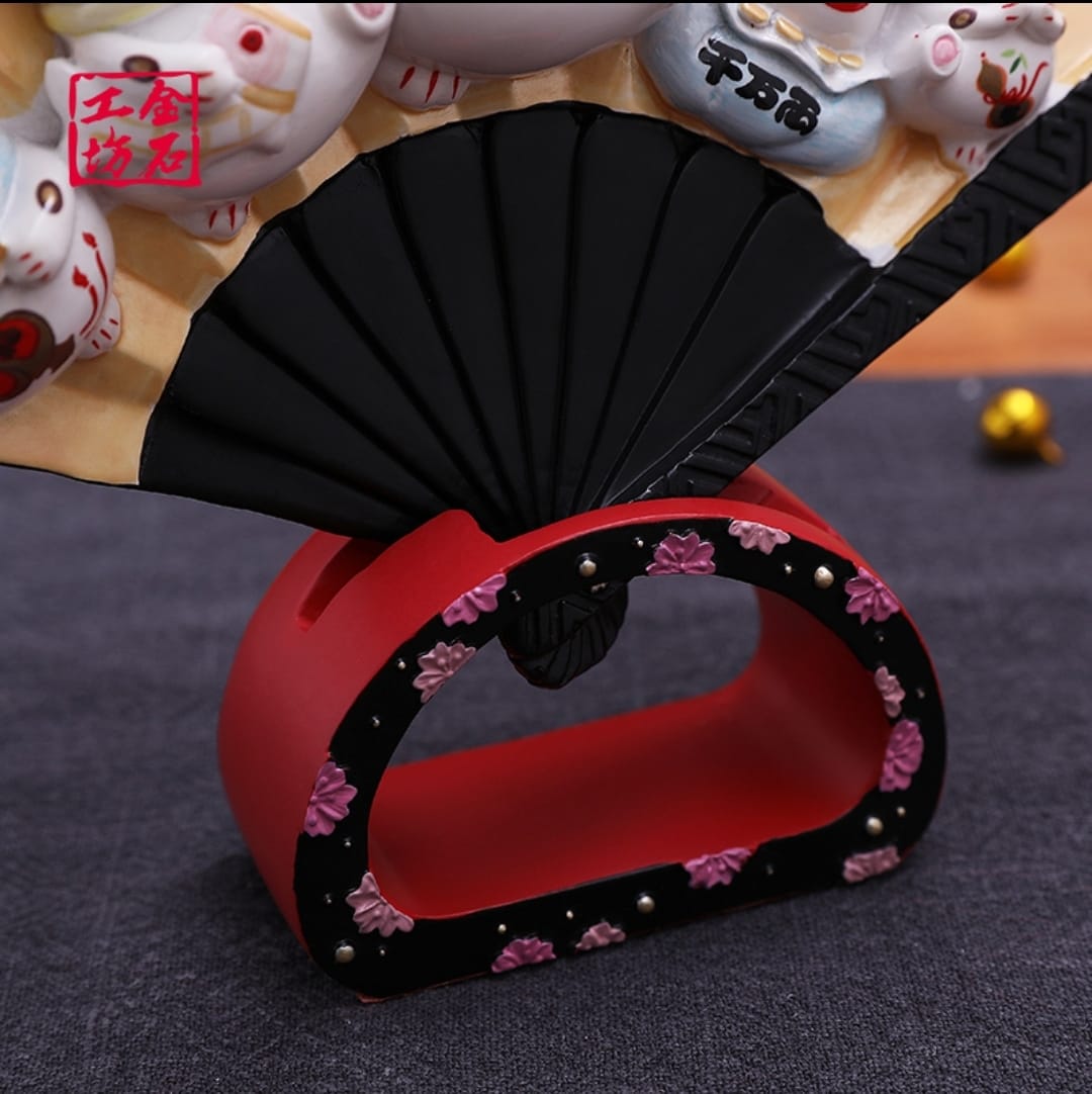 M-0423175 Jin Shi Gong Fang Fortune Cat Fan (M)