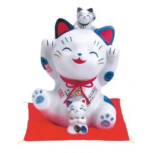 YS-374620 Yakushigama Blue Family Fortune Cat (S) (M) (L)