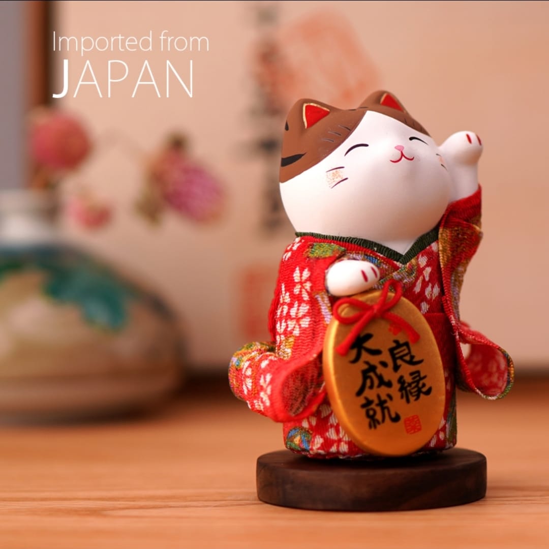 YS-401610-YS-441610 Yakushigama Standing Kimono Fortune Cat (S) (L)