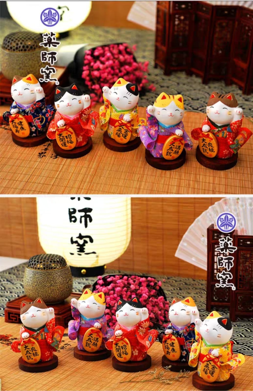 YS-401610-YS-441610 Yakushigama Standing Kimono Fortune Cat (S) (L)