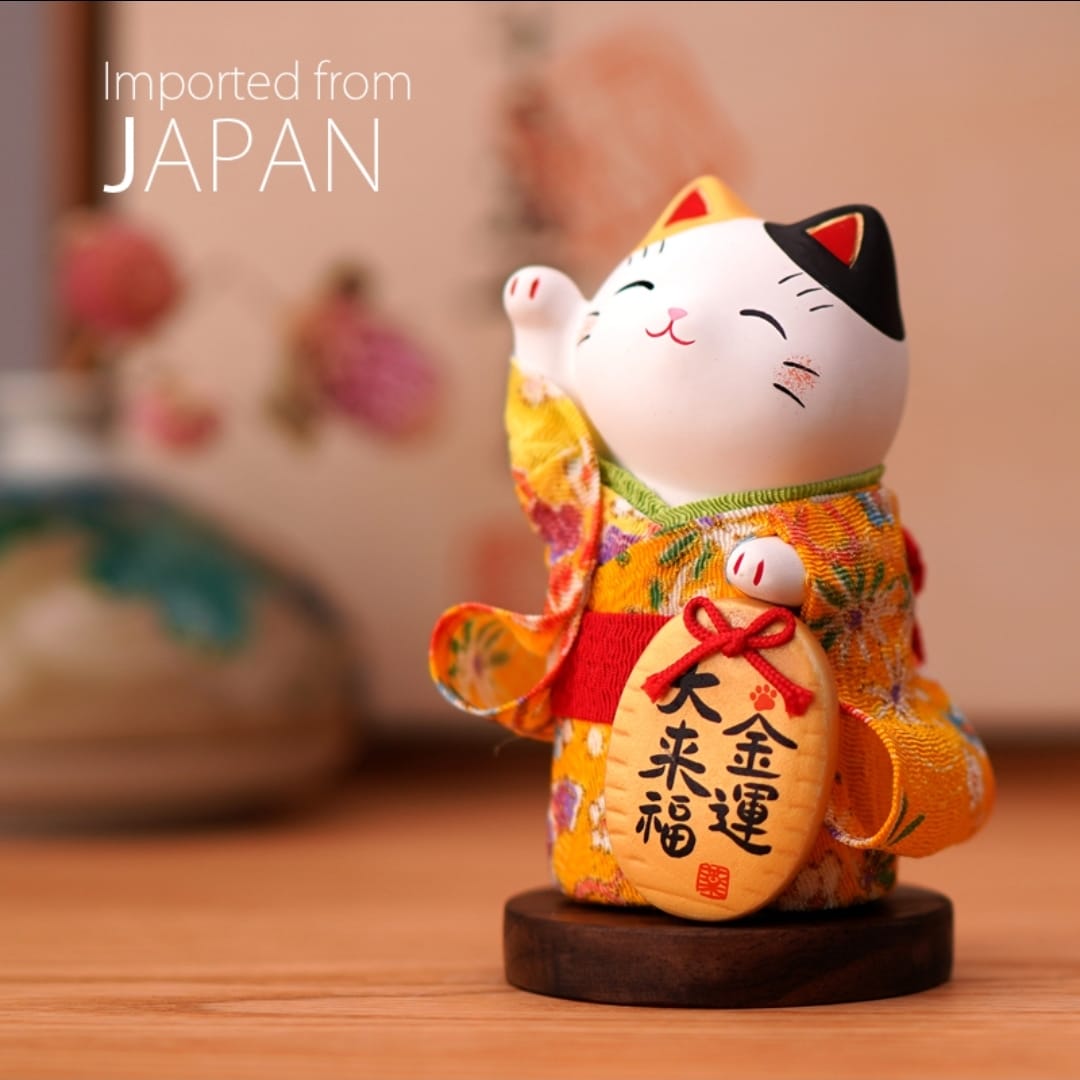 YS-401610-YS-441610 Yakushigama Standing Kimono Fortune Cat (S) (L)