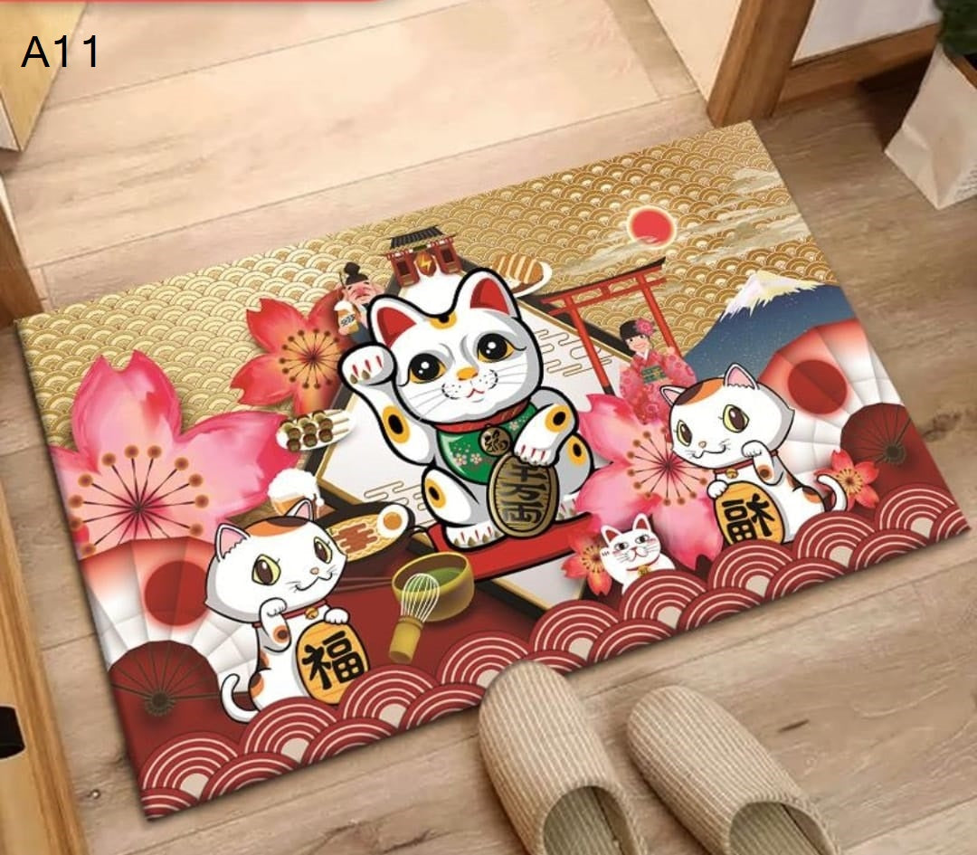 MAT-01-21 Fortune Cat Floor Mat (21 Designs Availble)