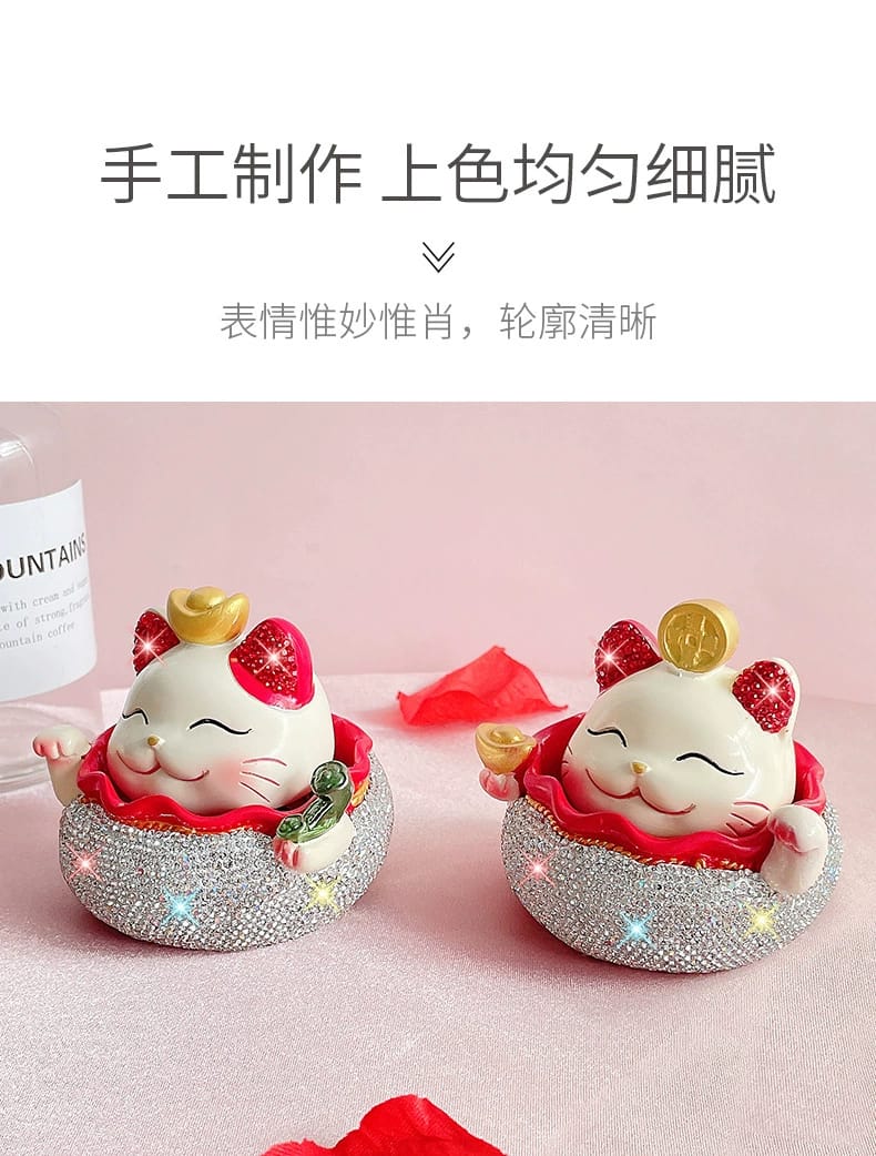 OAA-760205-OAA-770205 Bling Bling Fortune Cat Wobbler Gold Ingot (S)