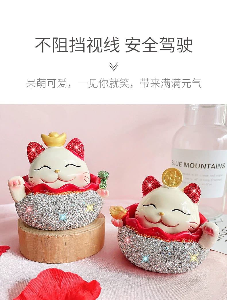 OAA-760205-OAA-770205 Bling Bling Fortune Cat Wobbler Gold Ingot (S)