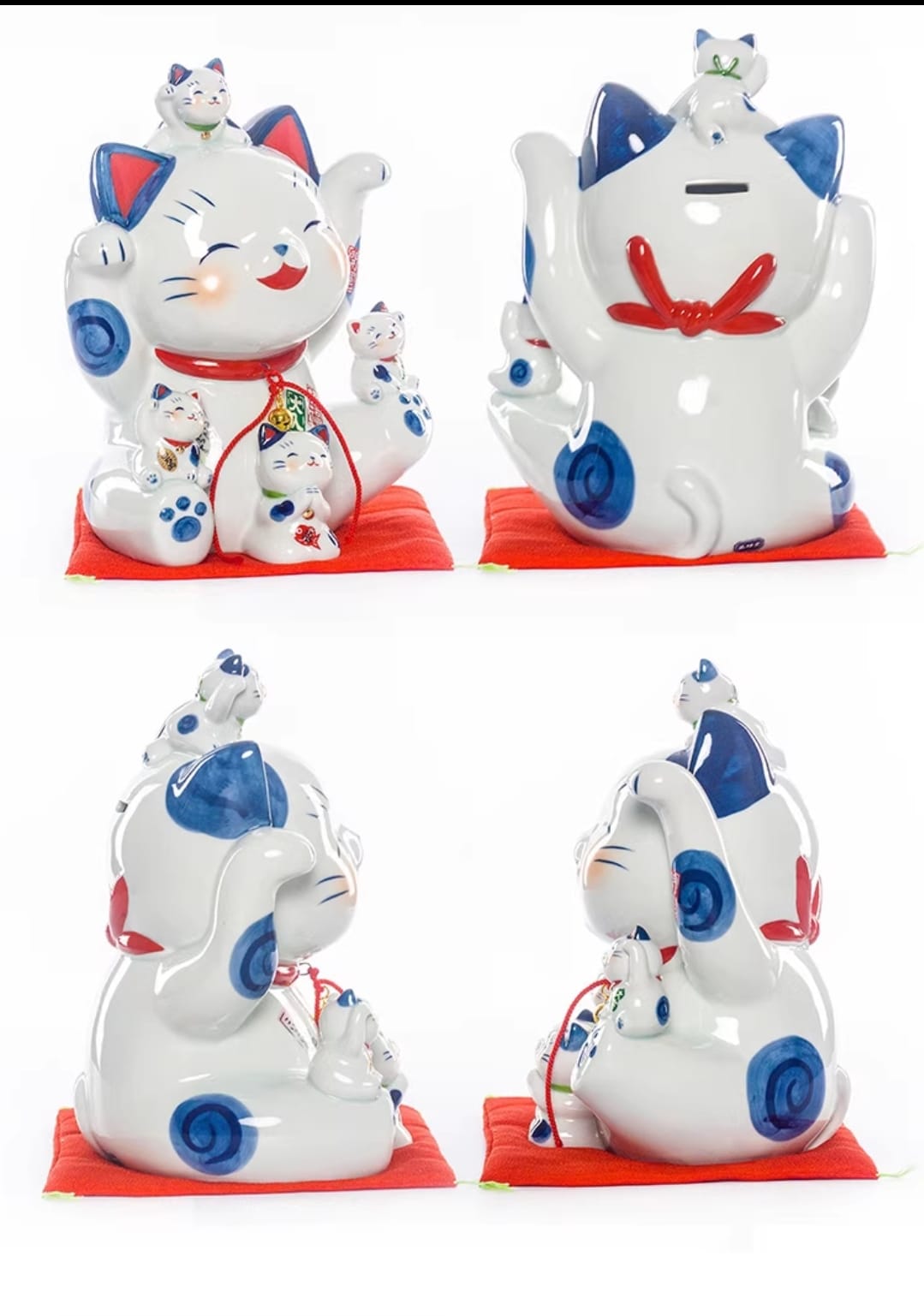 YS-374620 Yakushigama Blue Family Fortune Cat (S) (M) (L)