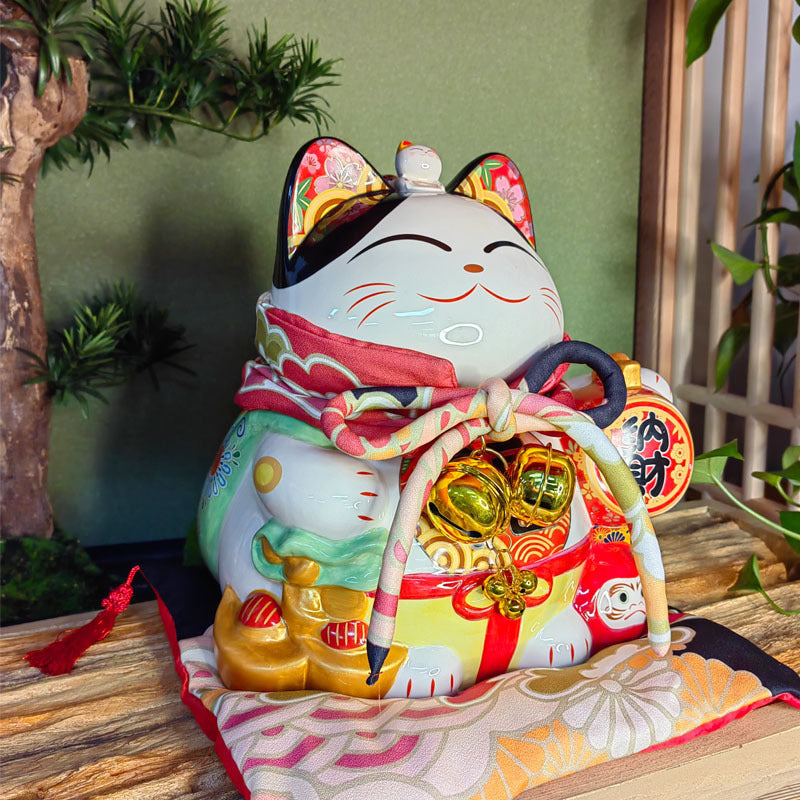 LM-444029 Le Miao Fortune Cat w Daruma (XL)