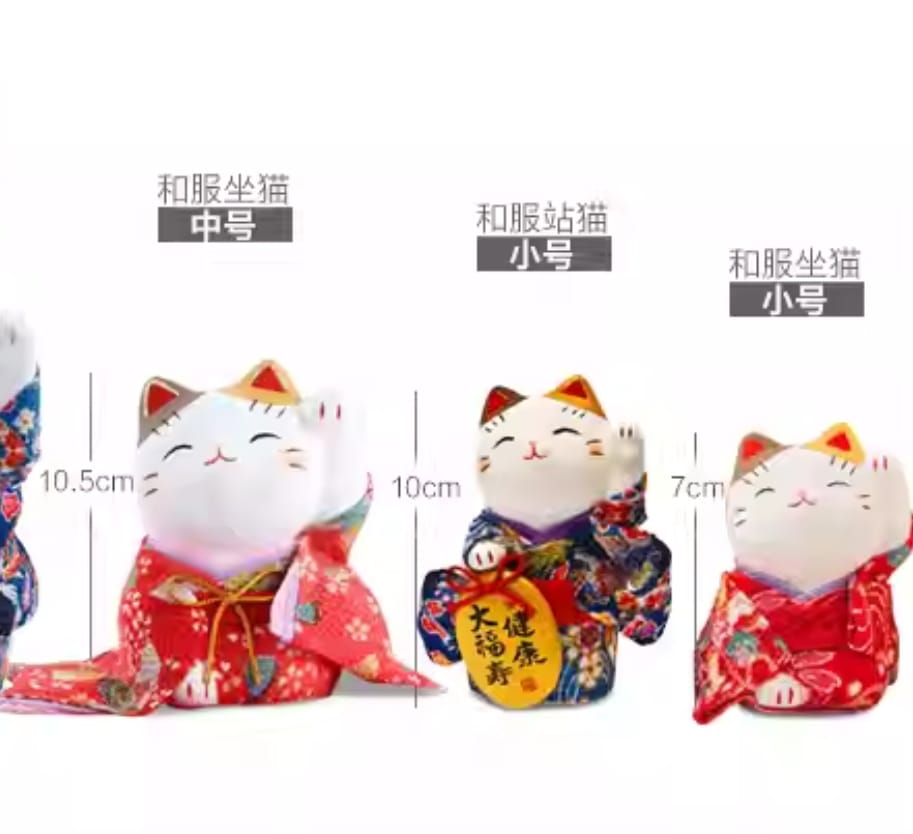 YS-011507/YS-031507 Yakushigama Sitting Kimono Fortune Cat (S) (M)