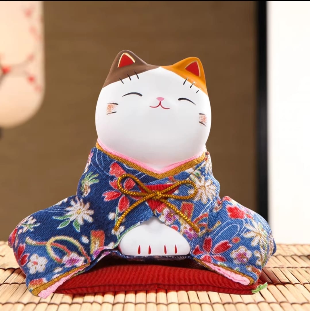 YS-011507/YS-031507 Yakushigama Sitting Kimono Fortune Cat (S) (M)
