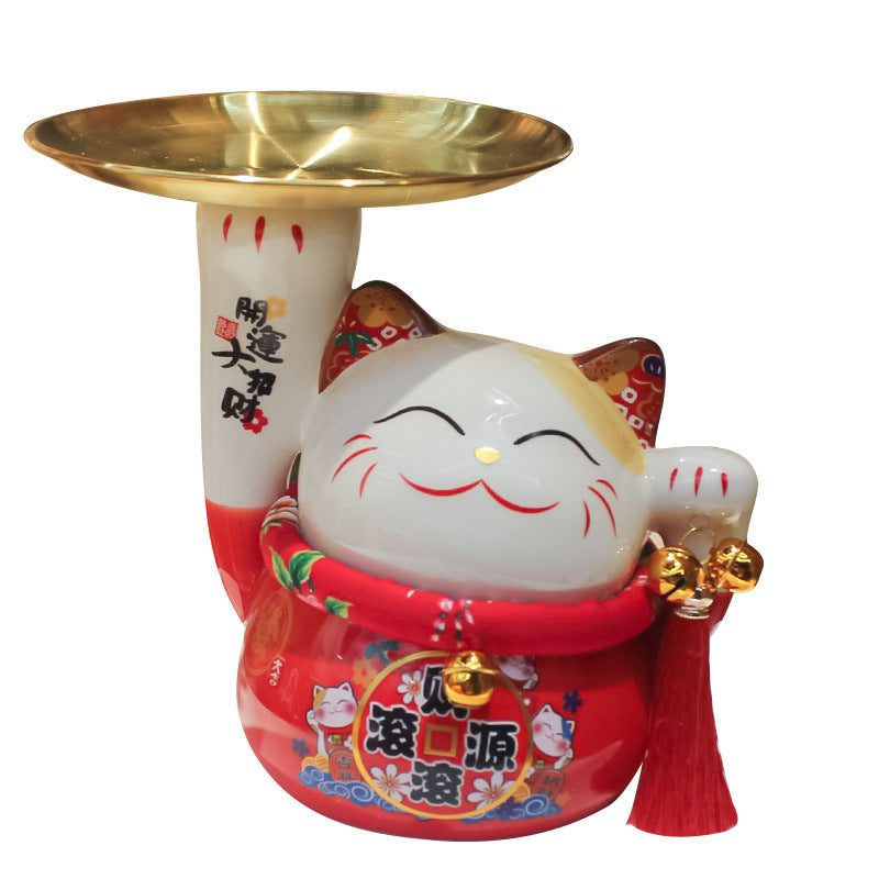 LM-4815201 Le Miao Fortune Cat w Plate (M)