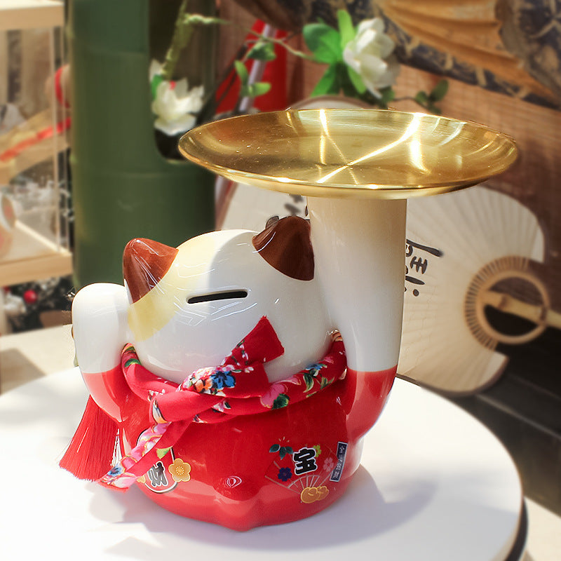 LM-4815201 Le Miao Fortune Cat w Plate (M)