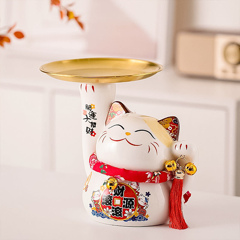 LM-4815201 Le Miao Fortune Cat w Plate (M)