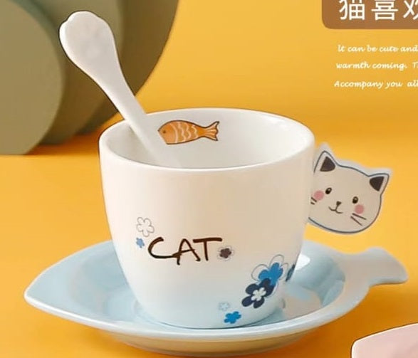 LM-490301 Le Miao Fortune Cat Cup w Saucer (S)