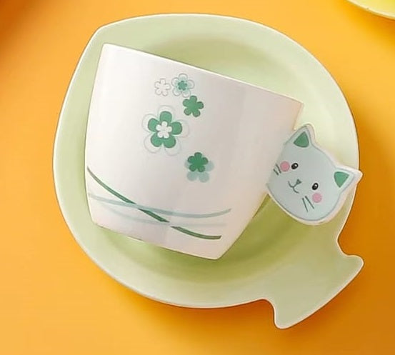 LM-490301 Le Miao Fortune Cat Cup w Saucer (S)