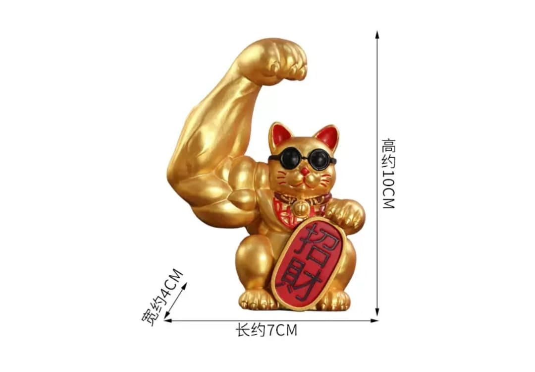 OAA-1021510 Pair of Muscular Superman Fortune Cat (S) (XL)