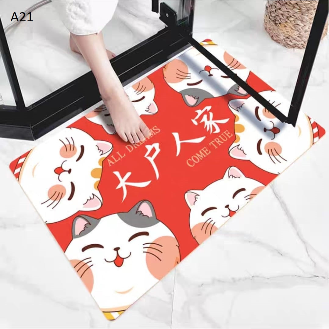 MAT-01-21 Fortune Cat Floor Mat (21 Designs Availble)