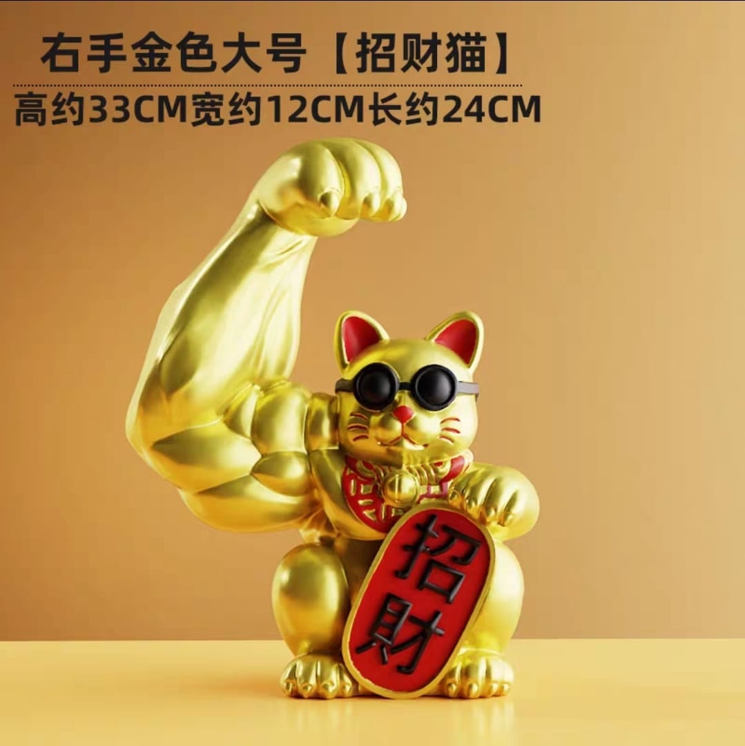 OAA-1021510 Pair of Muscular Superman Fortune Cat (S) (XL)