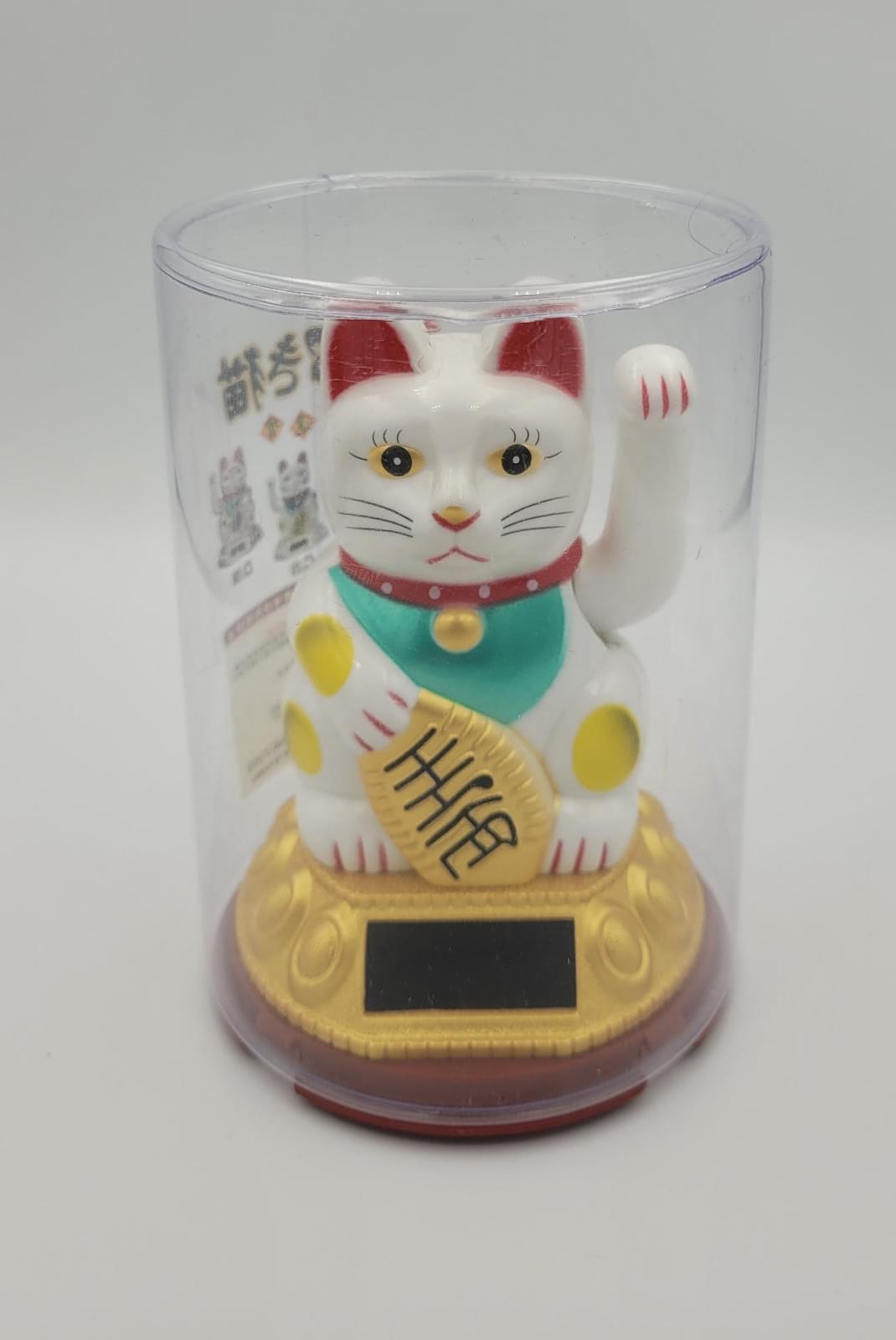 OAA-252410 Solar-Powered White/Gold Fortune Cat (S)