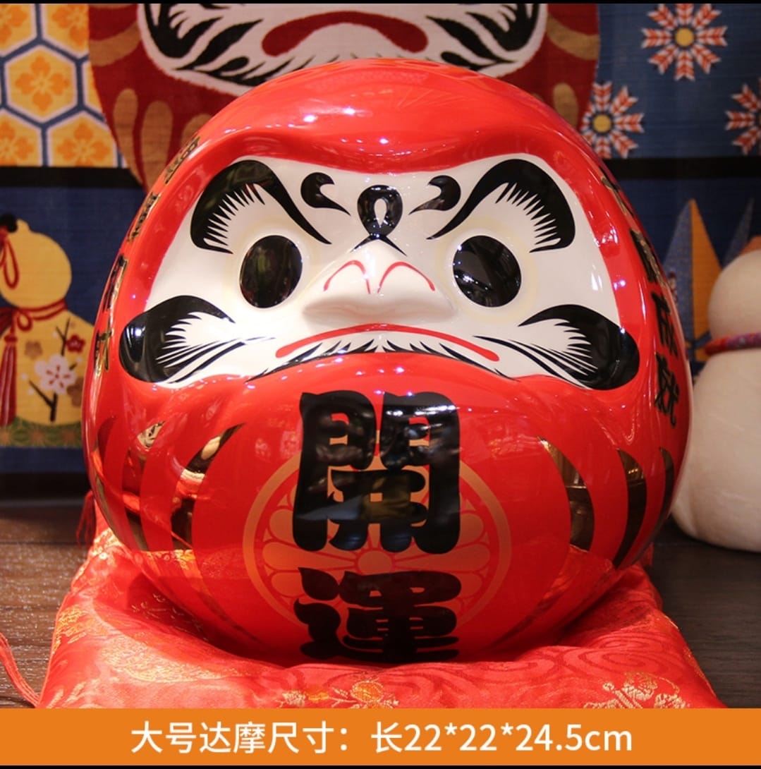 F-251919 Fu Yuan Mao Medium/Large Daruma Doll Porcelain Coin Bank (M) (L)