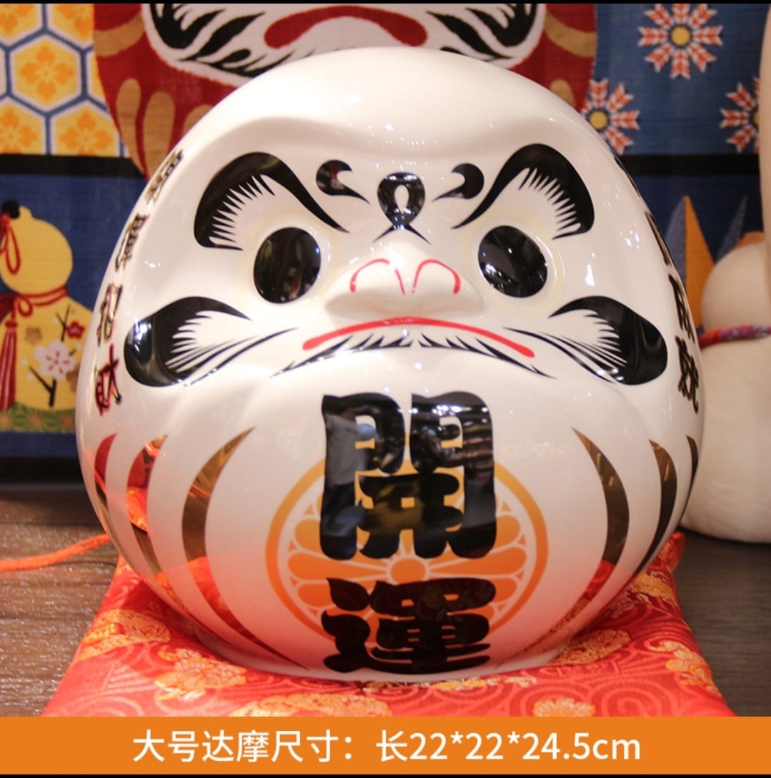 F-251919 Fu Yuan Mao Medium/Large Daruma Doll Porcelain Coin Bank (M) (L)