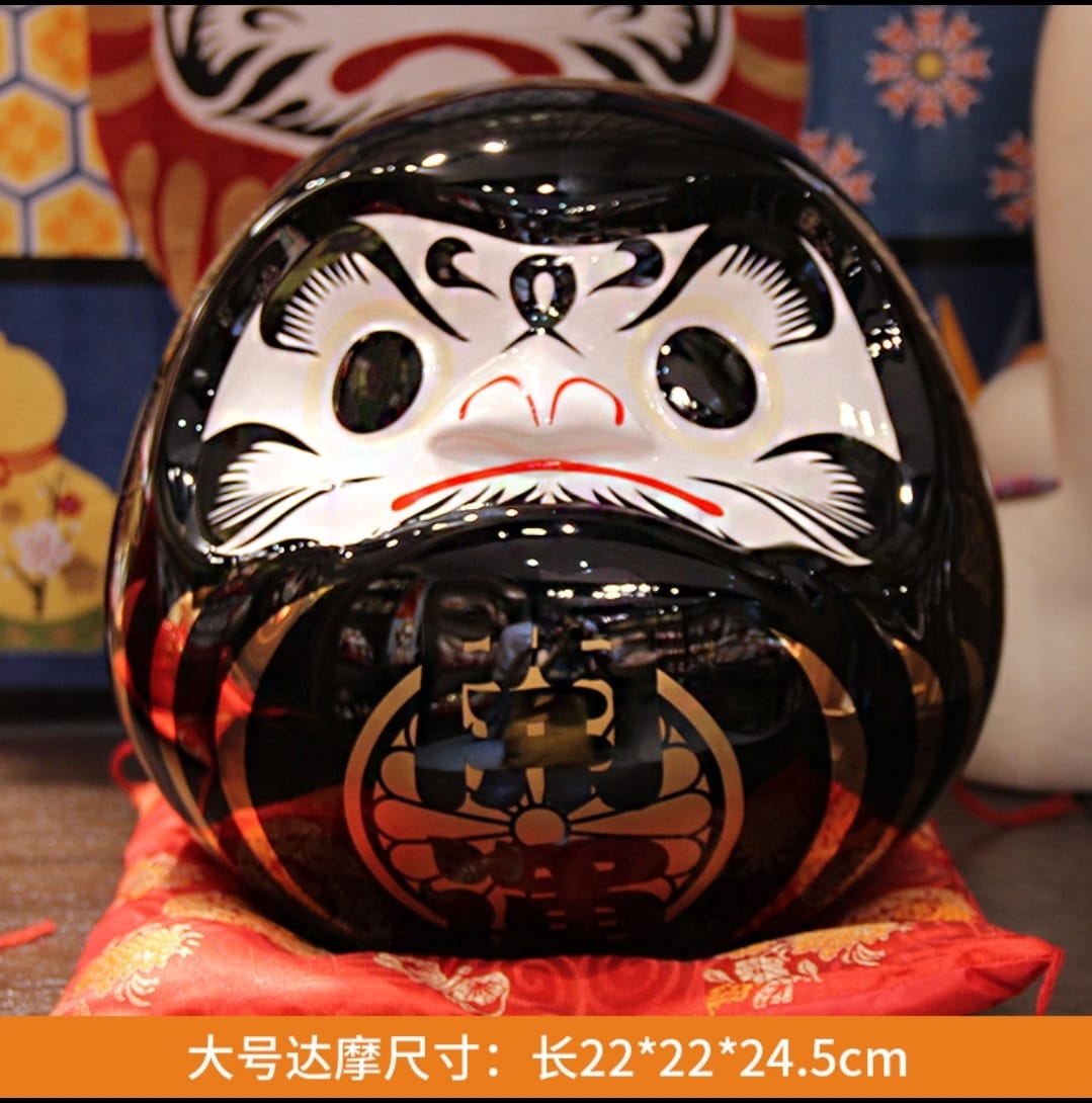 F-251919 Fu Yuan Mao Medium/Large Daruma Doll Porcelain Coin Bank (M) (L)