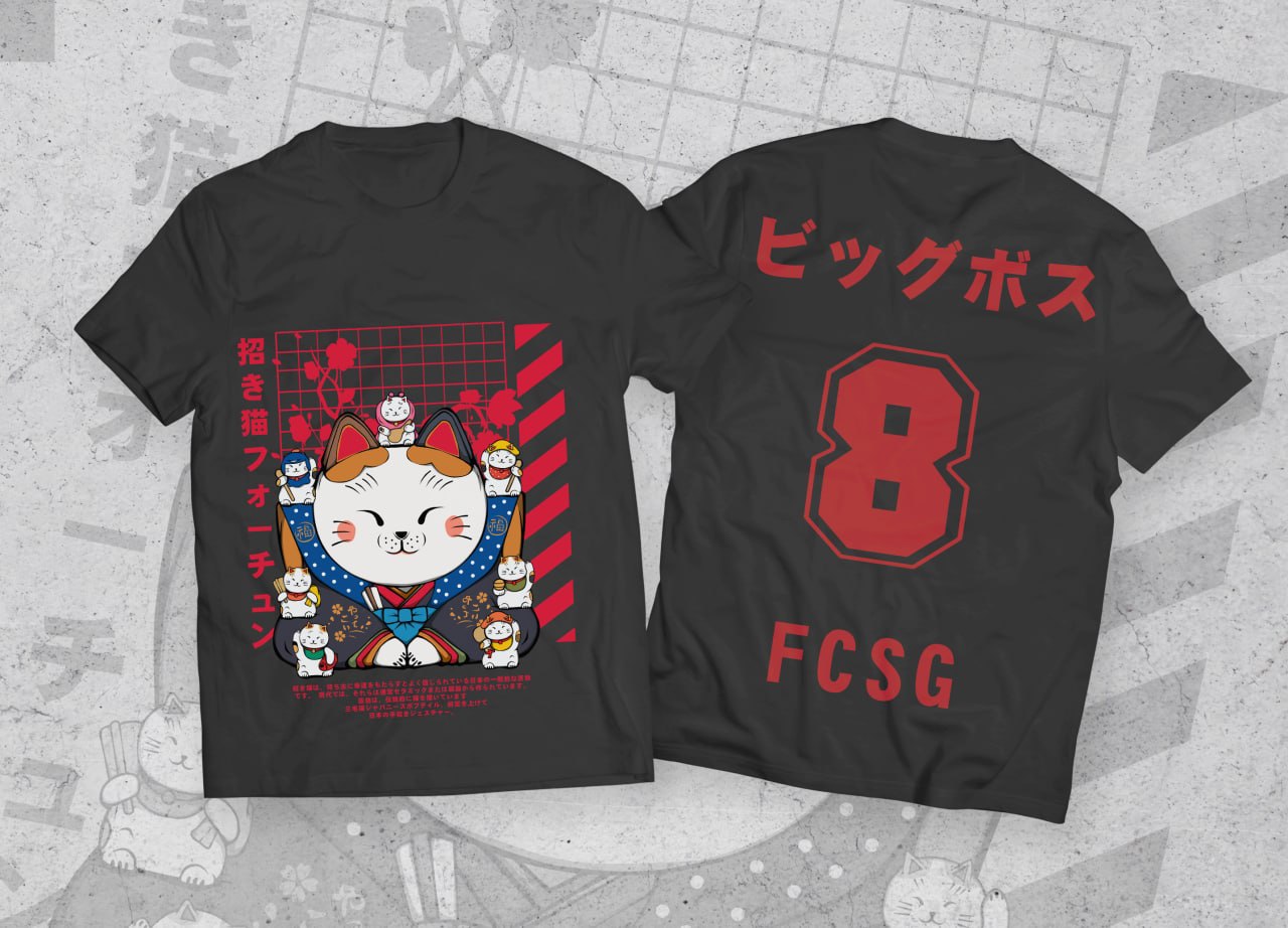 Famuex La Canine FortuneCat & Daruma T-Shirts